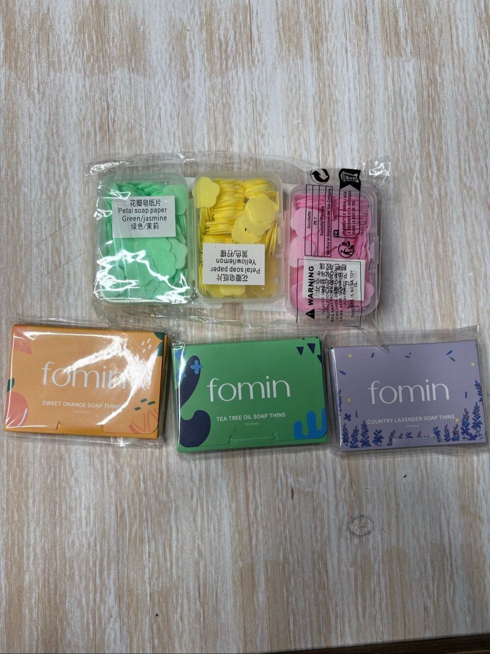 Travel Paper Soap Sheets Lot of 6 Fomin & Flower Petal Soap Papers Portable Hand